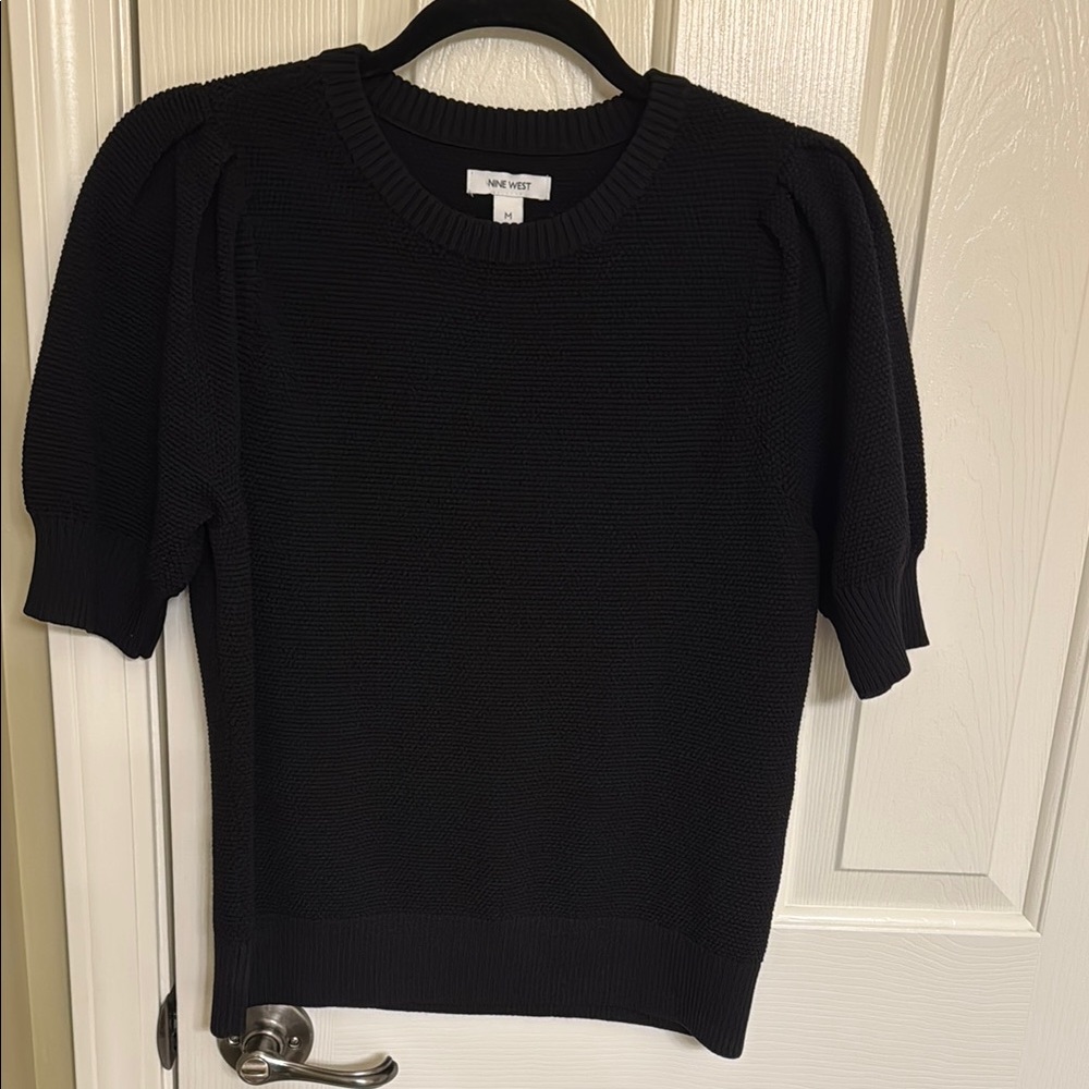 Nine West Black Puff Sleeve Top